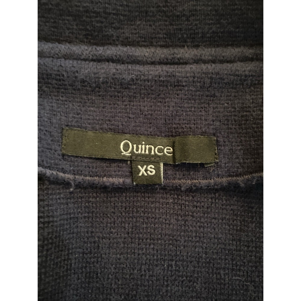 Quince Open Front Navy Blue Cardigan Long Sleeve Size XS Organic Cotton Pockets - Picture 7 of 8